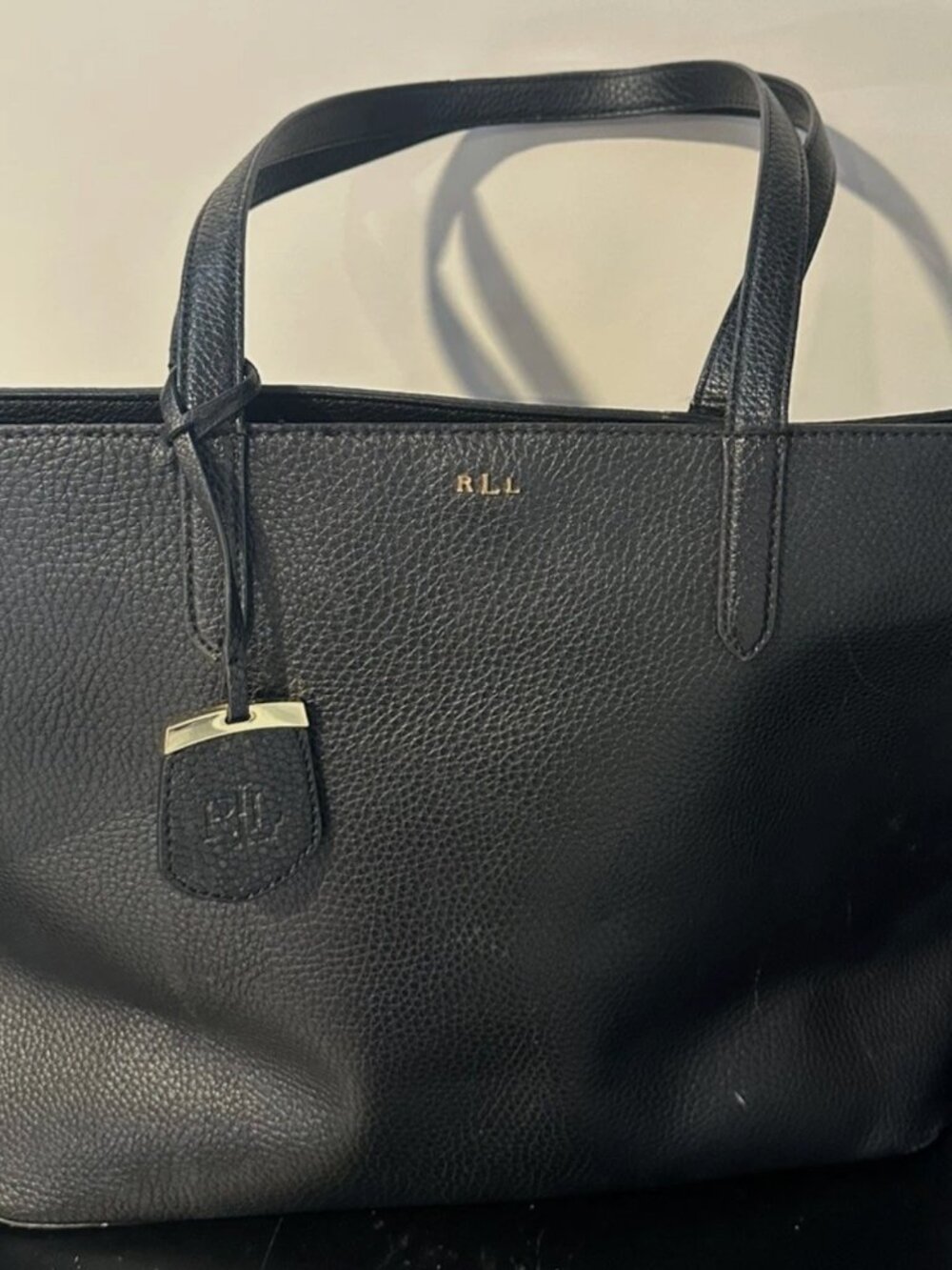 Ralph Lauren Black Faux Tote Bag No Strap